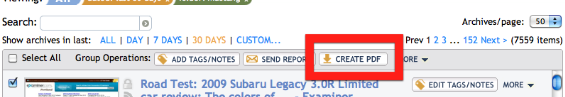 Click the create PDF button
